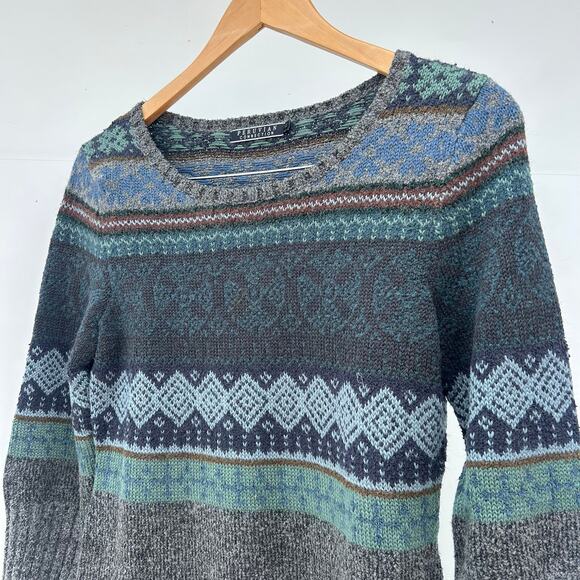 Peruvian Connection Knit Long Sleeve Dress Wool Alpaca Pima Cotton XS Fair Isle - Picture 5 of 10